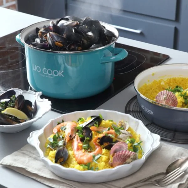 7-Piece Enamel Cookware Set (Stock Pot + Shallow Pot + Square Pot + Frying Rack) 2