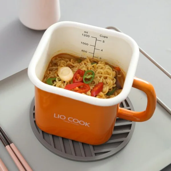 7-Piece Enamel Cookware Set (Stock Pot + Shallow Pot + Square Pot + Frying Rack) 5